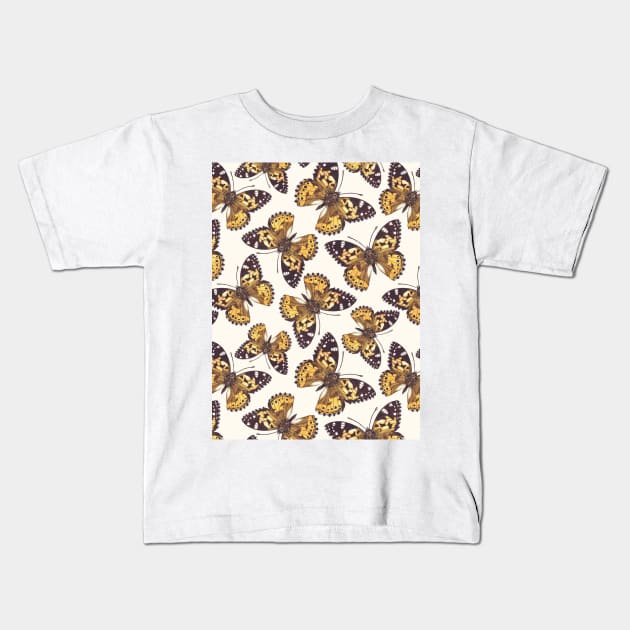 Painted lady butterfly pattern Kids T-Shirt by katerinamk